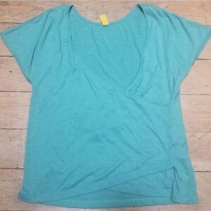Lole Faux Wrap Style Green Yoga Tee